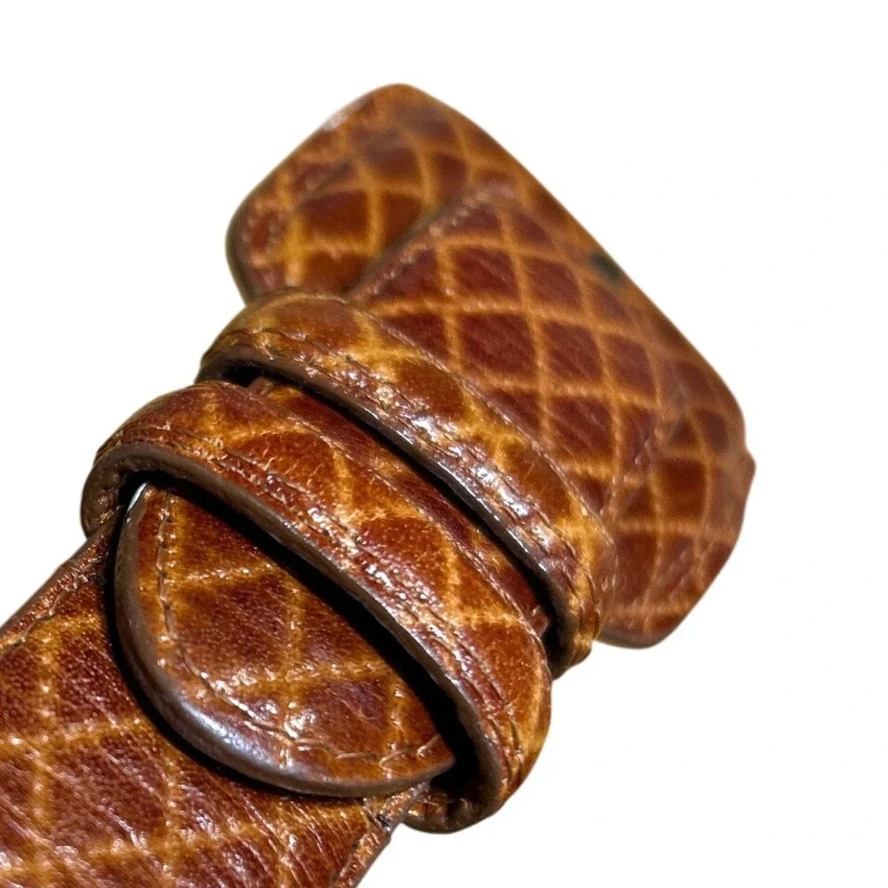 VTG‎ Liz Claiborne Diamond Stitch Leather Belt Honey Brown Size Medium
